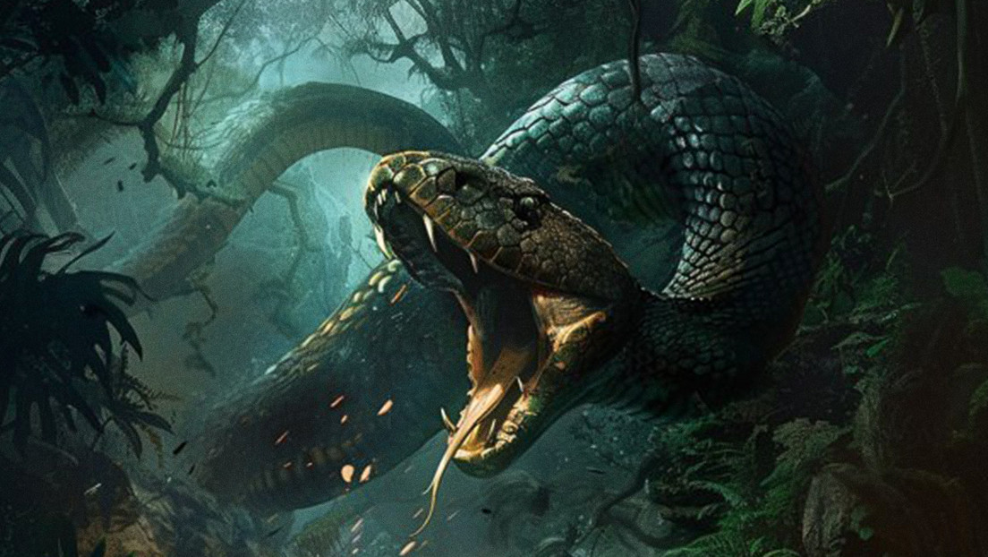 Ilustración de la serpiente prehistórica descubierta recientemente.